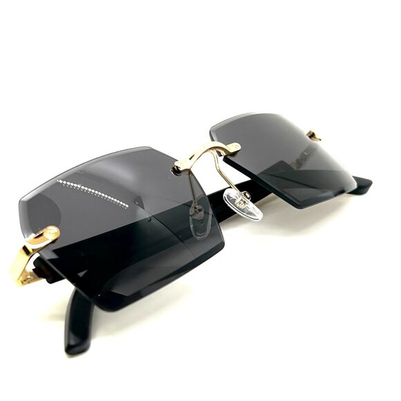 Other - Men Sunglasses Trendy Black Lens Rectangular Fashion Rapper‎ Shades Gold Lentes
